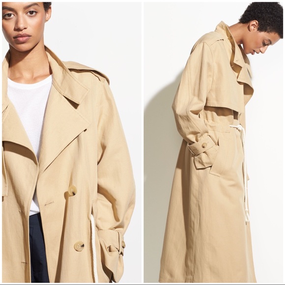**SOLD**NWT- Vince Long Linen Trench in New Khaki - Picture 2 of 3